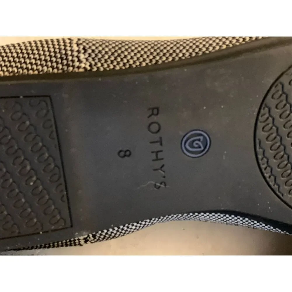 Rothy's The Round Toe Grey Mist black Captoe women's size 8